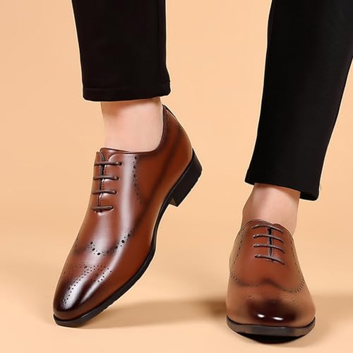 Mens Modern Fashion Oxfords Shoes for Men, Round Toe Lace-up Leather Dress Comfortable Fashion Footwear for Wedding Business3