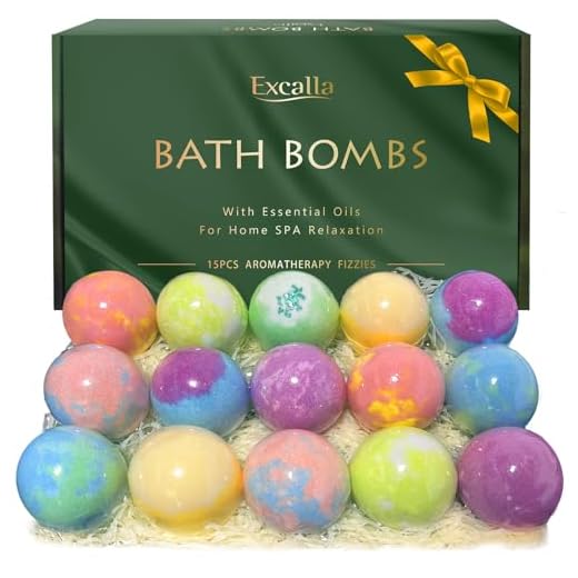 Excalla Conjunto De Bombas Banho Para Mulheres, 15 Artesanais, Hidratantes Pele Seca Com Manteiga Karité E Coco, Presentes Relaxantes Spa Mulheres Homens, Ela, Meninas, Esposa, Aniversário