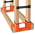 SnugNiture Outdoor Firewood Log Storage Rack Bracket Kit, Adjustable Log Rack Holder, Fireplace Wood Storage Holder with Screws, Orange