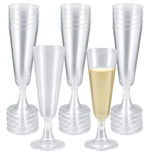 XxinXrong Lot de 20 flûtes à champagne 140 ml - Flûtes à champagne - Flûtes à champagne - Flûtes à dessert - En plastique - Réutilisables - Transparent - Pour fêtes, mariages, anniversaires Cover