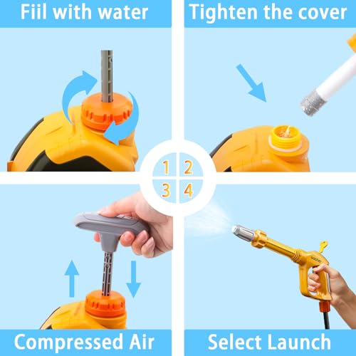 Car Wash Toys for Kids Ages 3-8, Manual Pressure Washer with 60oz Tank, Realistic Pretend Play Cleaning Set with Sponge & Towel, Outdoor Garden Water Toys Gift for Toddler Boys Girls - Thumbnail 4