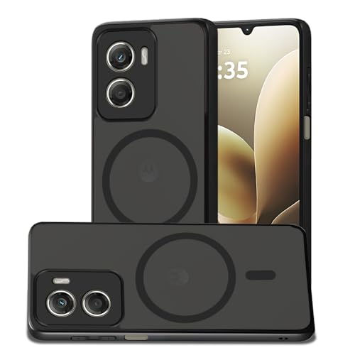 Image of AESTMO Moto G06 Power 5G Back Cover | 360 Protection | Matte Frosted Hard Back Translucent | Compatible with MagSafe Accessories (MagSafe Matte Hard Black Bumber)