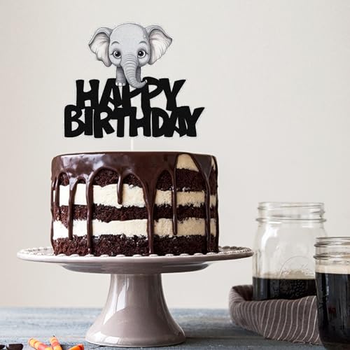 Glitter Elephant Happy Birthday Cake Topper,Jungle Animal Elephant Cake Pick,Animal Themed for Birthday or Baby Shower Party Decor Supplies. by PHOHUI HAVE A NICE TIME - Used condition - Image 5