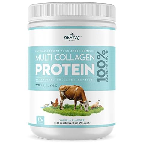Vanilla Multi Collagen Protein Powder - 400g - Unsweetened - 5 Types of Collagen Peptides - Hydrolysed Grass Fed Bovine, Wild Caught Marine & Free-Range Chicken - Keto Approved Cover