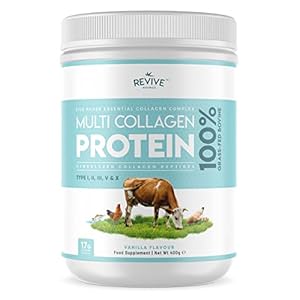 Vanilla Multi Collagen Protein Powder – 400g – Unsweetened – 5 Types of Collagen Peptides – Hydrolysed Grass Fed Bovine, Wild Caught Marine & Free-Range Chicken – Keto Approved