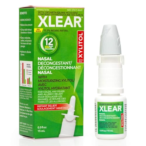 Xlear Natural Xylitol Nasal Spray, Regular and Travel Size 12-Hour Nasal Decongestant Bundle, 1.5 fl oz & 0.5 fl oz (Pack of 2)