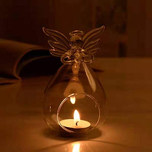 WiFndTu Candelabro de Ángel Guardián Portavelas de cristal elegante portavelas minimalista...