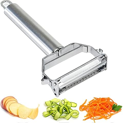Boxgear Stainless Steel Dual Blade Vegetable Peeler - Commercial Grade Julienne Cutter, Slicer, Shredder, Scraper - Fruit, Potatoes, Carrot, Cucumber - Kitchen, Home Staple - Perfect Housewarming Gift Cover