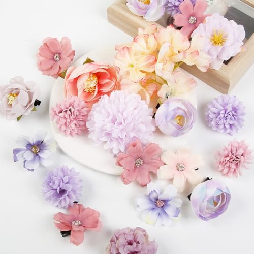 Set de 21 pinzas para el cabello con flores bohemias miniatura 5