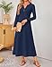 ZESICA Fall Long Sleeve Comfortable Loose Maxi Dresses for Women 2026 Elegant Classy Winter Wedding Guest Dress,Navy,Medium