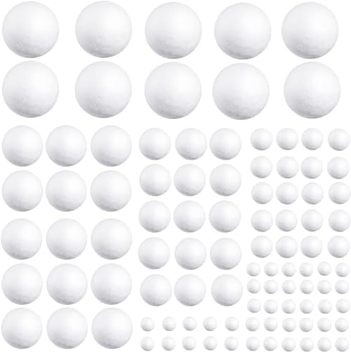 200 Pcs White Foam Balls, Round Styrofoam Balls for DIY, 5 Sizes Smooth ...