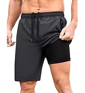 SILKWORLD Running Shorts for Men Quick Dry 9 Inch Basketball Athletic Shorts 2 in 1 Gym Workout S...