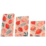 HANABASS 3 Envoltorios Reutilizables de Cera de Abeja para Alimentos Tela de Algodón Orgánico Tamaño Mediano Ecológicos y Biodegradables para Conservar Frutas Verduras y Quesos