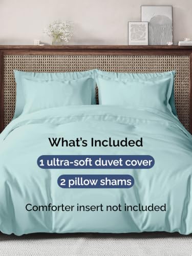 Image of Duvet Cover Cal King Size - 3 Piece with Zipper Closure - Spa Blue