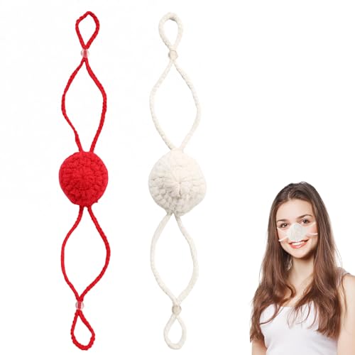 lasuroa 2uds Calentadores Nasales de Invierno, Cubrenariz Crochet Resistentes Viento y Cómodos para Climas Fríos Accesorios Esquí Actividades Aire Libre para Hombres y Mujeres (Rojo, Blanco)