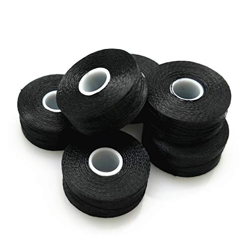 Image of YEQIN Prewound Bobbin Thread, Sideless, 144pcs Type L Size (SA155) Black 75D /2 Polyester Thread, Compatible with Babylock, Barudan, Bernina, Brother, Consew, Singer, Tajima and More