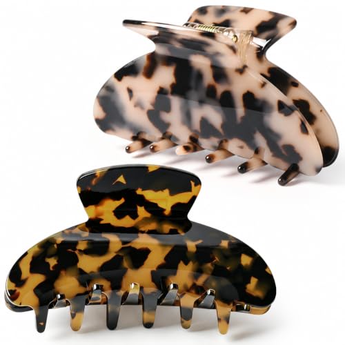 2PCS Hair Claw Banana Clips tortoise Barrettes Celluloid French Design...