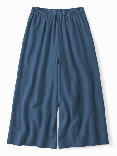 Image of Womanista Cotton Linen Flared Palazzo Pants for Woman | Wide Leg Casual Trousers with Pockets | Loose fit Plazo Pants for Women | High Waist Office wear (Available in Plus Sizes)