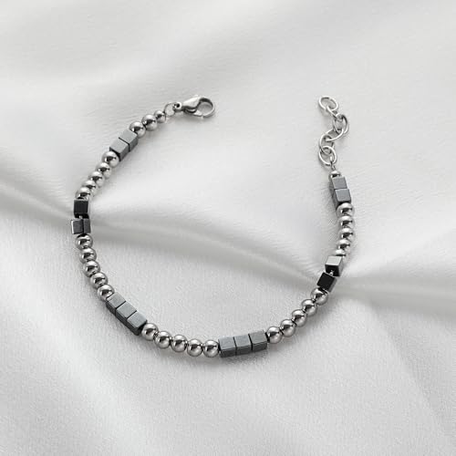 Pulsera masculina de acero inoxidable con ágata negra miniatura 3