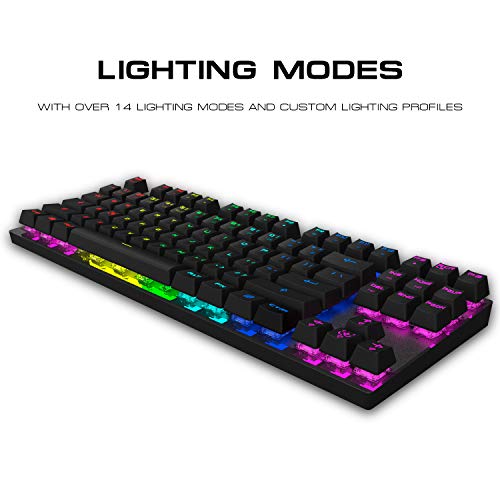 MOTOSPEED Professional Gaming Mechanical Keyboard RGB Rainbow Backlit 87 Keys Illuminated Computer USB Gaming Keyboard for Mac & PC Black - Thumbnail 2