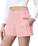 IIMMER Girls Athletic Shorts, Y2K Striped Mini Track Shorts with Contrast Webbing, Casual & Sports Wear for 6-14 Years