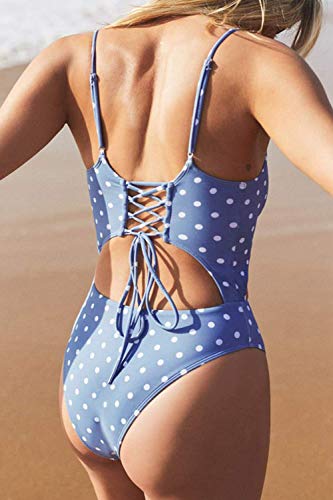 Image of Meyeeka Womens Scoop Neck Cut Out Front Lace Up Back High Cut Monokini One Piece Swimsuit