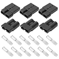 BTFO 6stk Batterie Schnellanschluss Set, Enthält 6 Kabel Steckverbinder 12 Anschlussklemmen Kompatibel mit Anderson Stecker für Winden Gabelstapler Andere Fahrzeuge (Schwarz)
