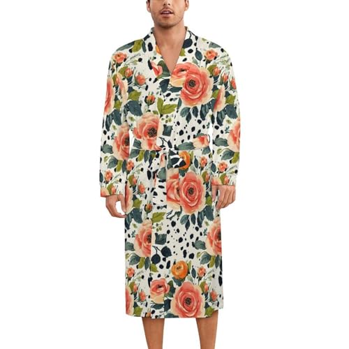 Robe de nuit en soie homme et femme : kimono rouge à pois pour l'été