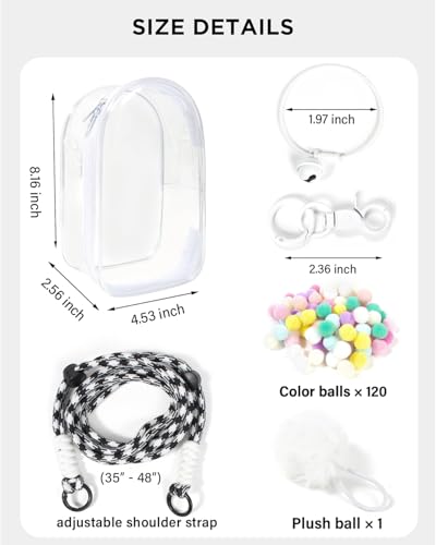 Image of Clear Figure Display Bag with Keychain for Doll, Protective Case for Plush Doll, Clear Hanging Display Cases, Crossbody Doll Storage Bag, PVC Storage Case Cover for Figures Dolls (White, Middle)