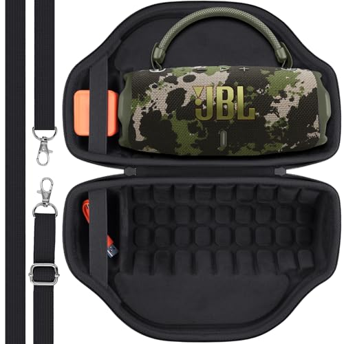 Image of co2CREA Case for JBL Charge 6 Portable Bluetooth Speaker, Camouflage | High-Density Foam Padding, Reinforced Handle, Detachable Shoulder Strap, Compact Lightweight Design, Dust Protection