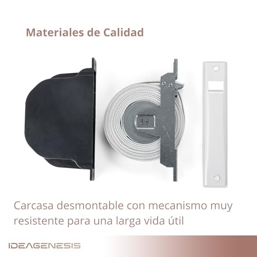 Miniatura 5 de Ideagenesis - Recogedor Persiana Para Carpintería De Aluminio Con Pivote. Enrollador Persiana Para Embutir O Empotrar En Obra. Sistema Universal Resistente. Blanco Cinta Pintas, Cinta 20mm