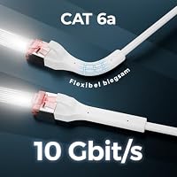 deleyCON 0,25m CAT6a Slim Patchkabel RJ45 10 Gbit/s Kupfer POE - Weiß – Ansicht 2