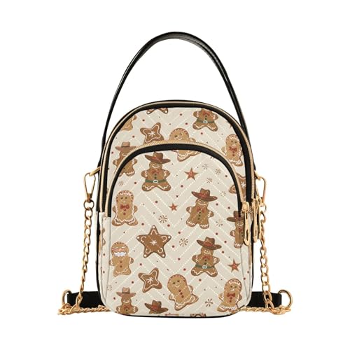Gingerbread Christmas Snowflake Crossbody Bag for Women Mini Cell Phone Purse Women's Shoulder Handbag