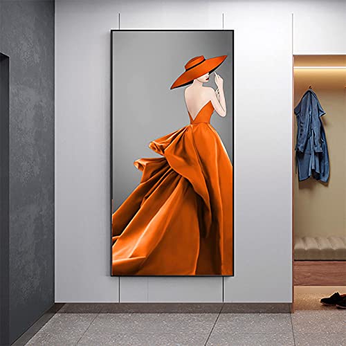Portrait Toile Peinture Danseuse Fille Grand Format 70x140
