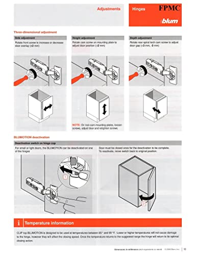 Blum Clip Top Blumotion Soft-Close Hinges, 110 Degree, Self Closing, Face Frame, With Mounting Plates (Inset - 4 Pack) #TOP3