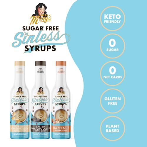 Sugar Free Fireside Favorites Sinless Syrup- Hazelnut, Toasted Marshmallow, Salted Dark Chocolate. Sugar Free Coffee Syrup, Keto Friendly, Zero Carbs, Plant Based, Natural & Organic Ingredients, No Artificial Anything, No Sugar. #TOP2