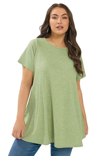 Image of Yours Curve Green Soft Touch Swing Top - Women's - Plus Size Curve