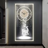 Grandeorologio da parede moderno per soggiorno, Orologio da parete silenzioso e creativo con luce a LED, Moda Art Deco per Soggiorno Camera da Letto Ufficio Cucina(Black F,70x140cm/27.6x55.1in)