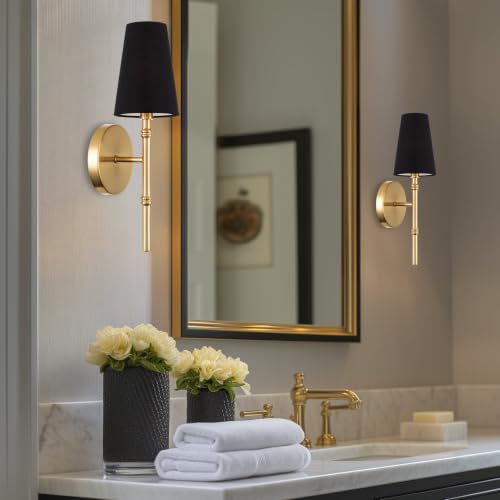 Image of Kira Home Torche II 15 inch Mid Century Modern Wall Sconce for Bathroom Vanity, Pack of 2