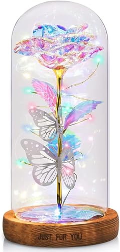 Rose Eternelle sous Cloche LED ZAJCI : Fleur Lumineuse Rouge