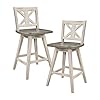 Lexicon Havre Swivel Counter Height Barstool (Set of 2), Cross Back - 23.5" SH, White