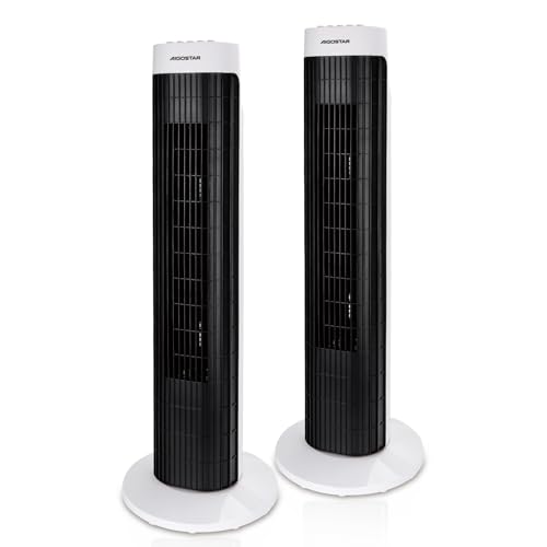 Aigostar Ben - Ventilatore a torre silenzioso, a risparmio energetico con timer, fino a 103,6 m/min, oscillazione a 85°, 3 livelli di velocità, 45 W, ventilatore a torre