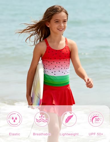 Image of ALISISTER Girls Tankini Swimsuit Two Piece Bathing Suits Summer Beach Swimwear with Shorts for 7-12 Years