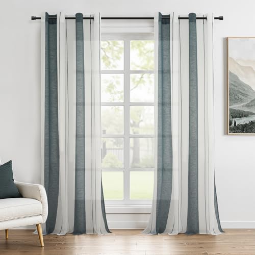 Topfinel Voile Vert Rideau translucide rayé Court Rideau de Masque pour Les Yeux Chambre d'enfant...