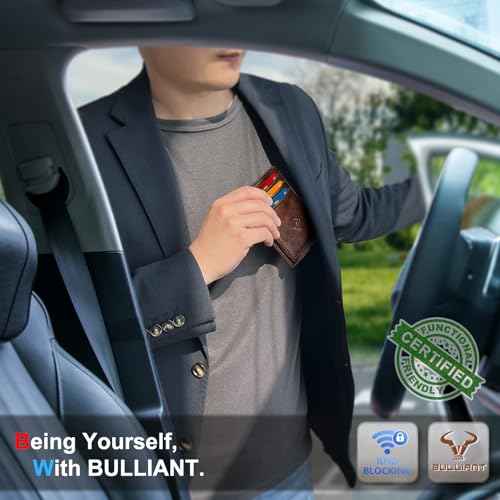 Image of BULLIANT Slim Wallet For Men 12Cards,Magnetic Flip Build-in Money Clip Airtag Compatible-RFID Blocking