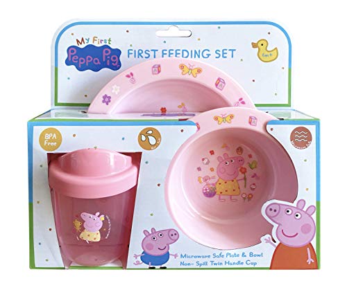 Peppa Pig Baby’s First Feeding Set. Non-Spill Cup, Plate and Bowl, 12474