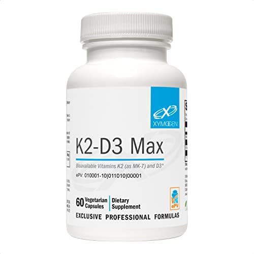 XYMOGEN K2-D3 Max – Vitamin D3 K2 with 180mcg VIT K Per Capsule – Bioavailable Vitamin D 5000 IU (Cholecalciferol) with Vitamin K2 MK-7 – Heart, Bone Health + Immune Support Supplement (60 Capsules)