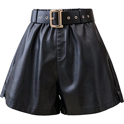 Short féminin en cuir PU noir RLKHXBS galbant et confortable