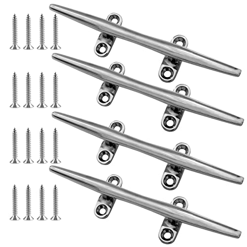 ORLANG 8 Inch 316 Stainless Steel Boat Cleats, Open Base Dock Cleats with Fasteners, Boat Dock...