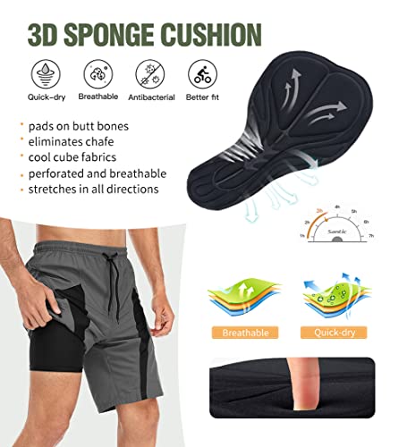 Santic Pantaloncini da Ciclismo da Uomo,MTB Ciclismo Corti 4D Imbottitura Corsa All'aperto Traspiranti, Mountain Bike,Arrampicata,Abbigliamento Bici Sciolti e Casual